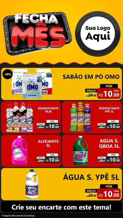 Modelo de TV para TV Vertical com o tema Fecha Mês para Produtos de Limpeza