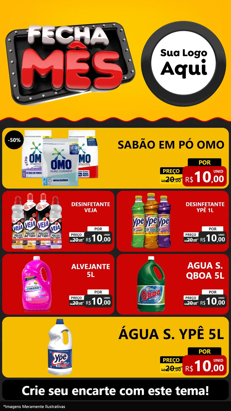 Modelo de TV para TV Vertical com o tema Fecha Mês para Produtos de Limpeza