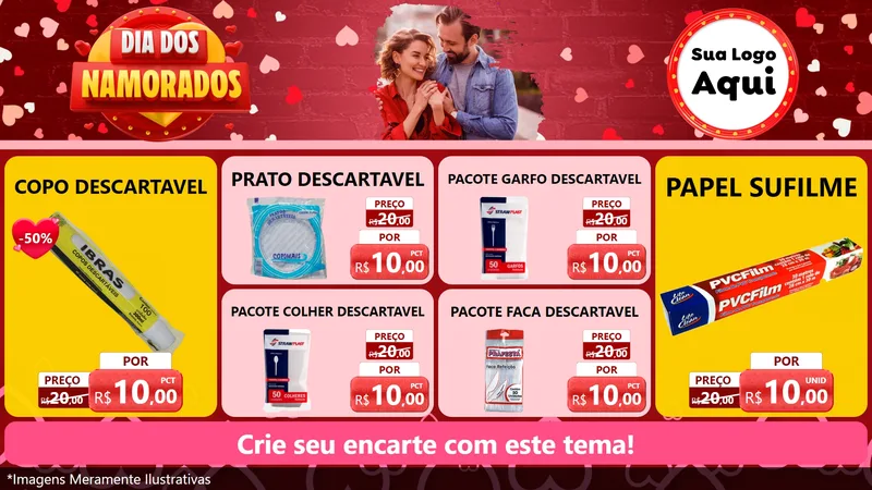 Modelo de TV para TV Horizontal com o tema Dia Dos Namorados para Embalagens