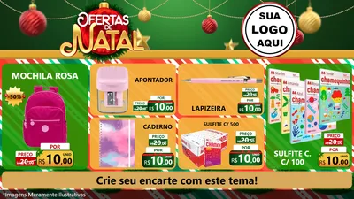 Modelo de TV para TV Horizontal com o tema Ofertas de Natal para Papelaria