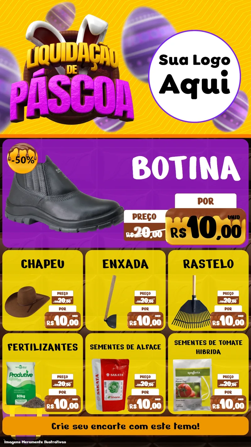 Modelo de Rede Social para Stories com o tema Liquidação de Páscoa para Agropecuária