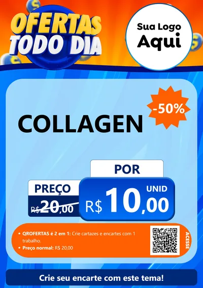 Modelo de Cartaz para Cartaz A4 Vertical com o tema Ofertas Todo Dia para Suplementos alimentares