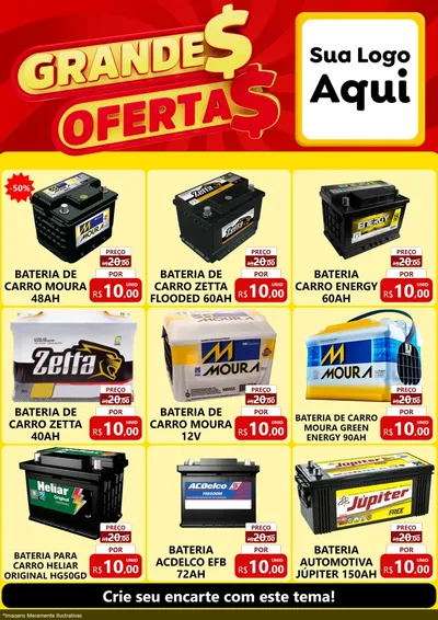 Modelo de Encarte para Encarte A4 Vertical com o tema Grandes Ofertas para Baterias Elétricas