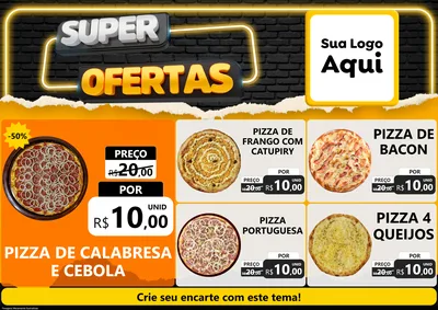 Modelo de Encarte para Encarte A4 Horizontal com o tema Super Ofertas para Pizzaria