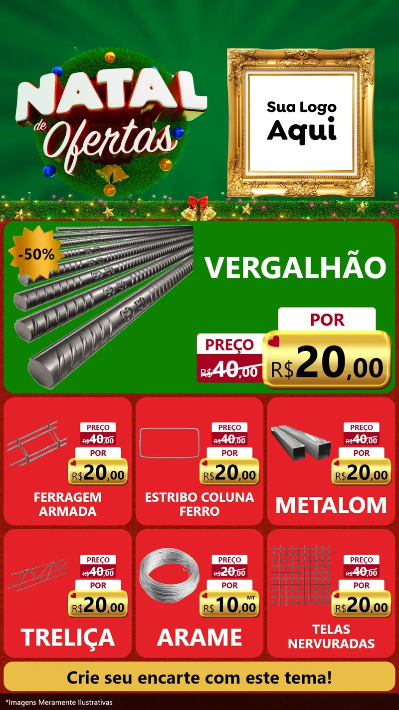 Modelo de Rede Social para Stories com o tema Natal de Ofertas para Ferragens