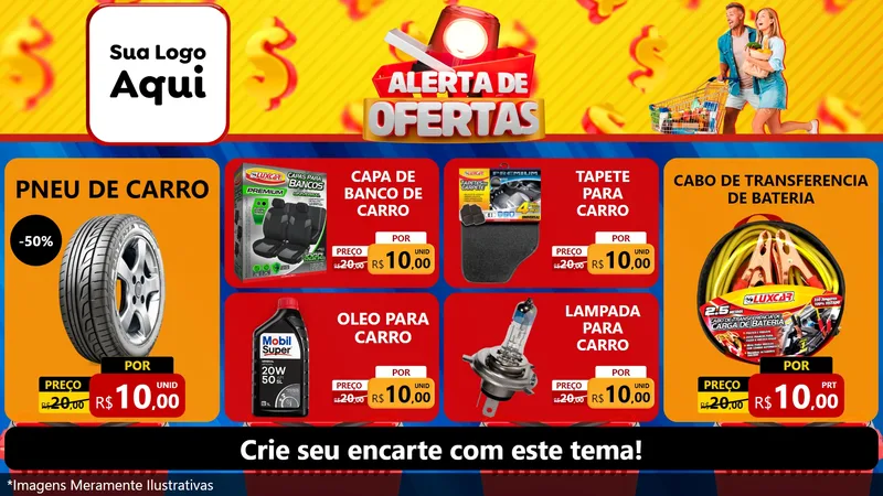 Modelo de TV para TV Horizontal com o tema Alerta de Ofertas para Auto peças
