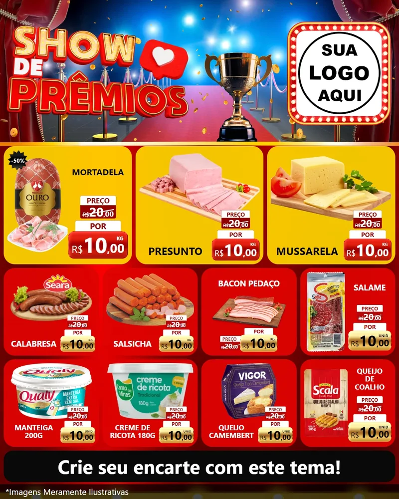 Modelo de Rede Social para Feed Instagram com o tema Show de Prêmios para Frios e Laticínios