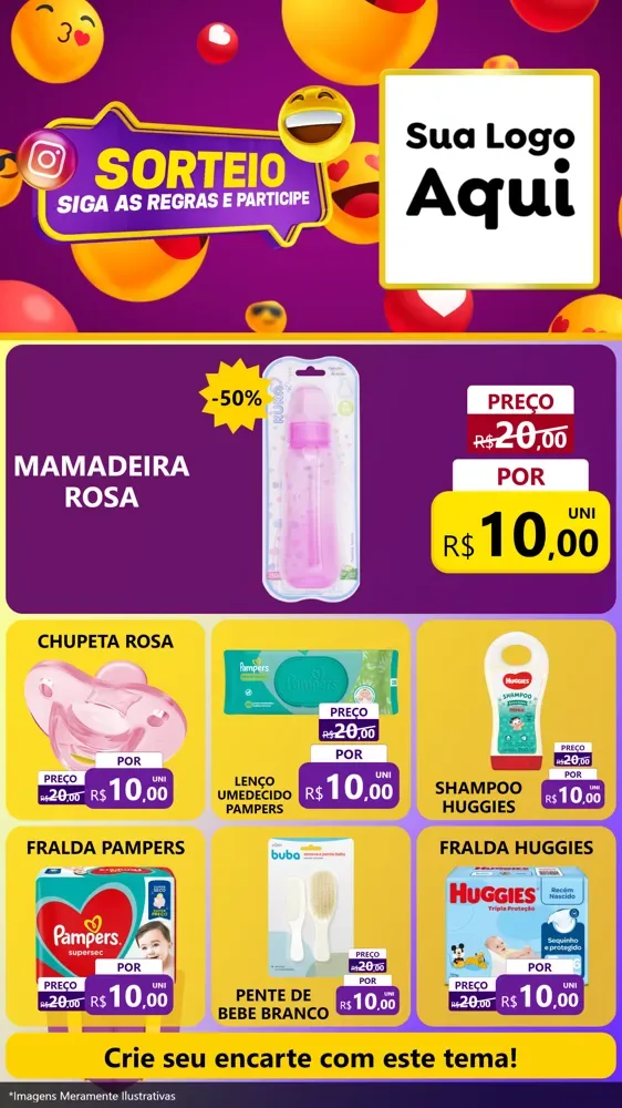 Modelo de Rede Social para Stories com o tema Sorteio para Bebês