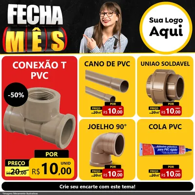 Modelo de Rede Social para Feed Facebook com o tema Fecha Mês para Tubos e conexões