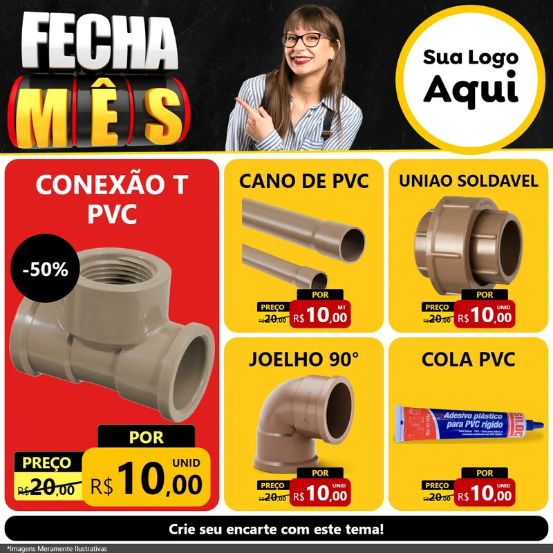 Modelo de Rede Social para Feed Facebook com o tema Fecha Mês para Tubos e conexões