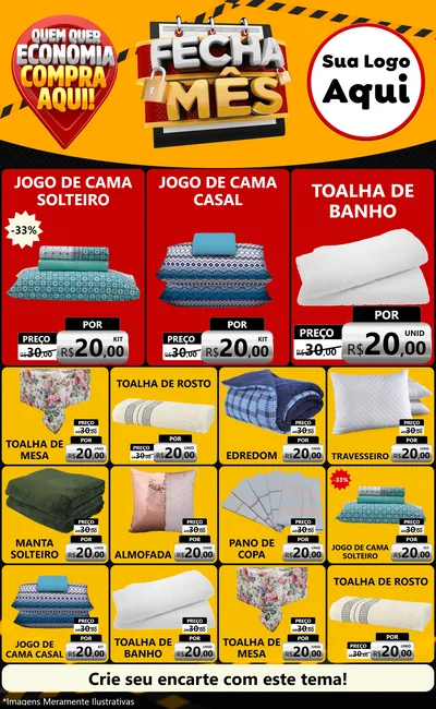 Modelo de Encarte para Encarte Grande com o tema Fecha Mês para Cama, Mesa e Banho