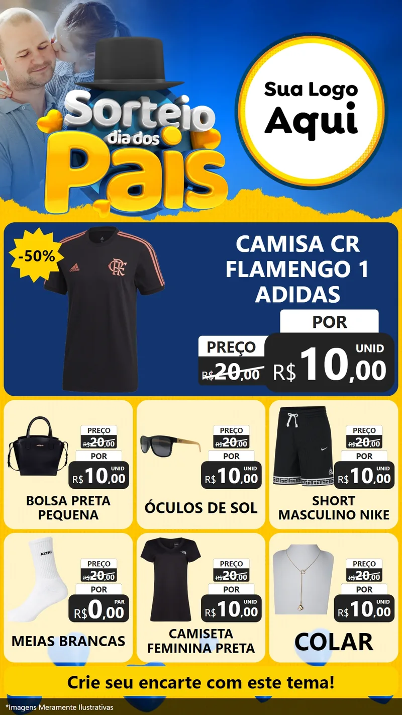 Modelo de Rede Social para Stories com o tema Sorteio Dia Dos Pais para Roupas e acessórios