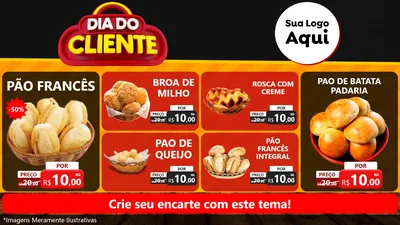 Modelo de TV para TV Horizontal com o tema Dia do Cliente para Padaria