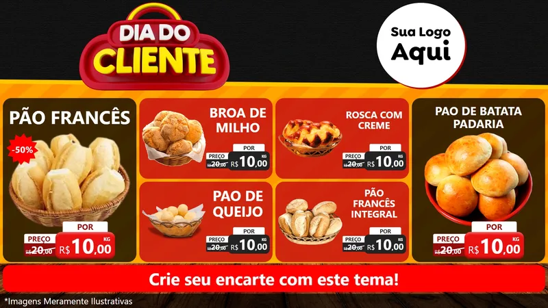 Modelo de TV para TV Horizontal com o tema Dia do Cliente para Padaria