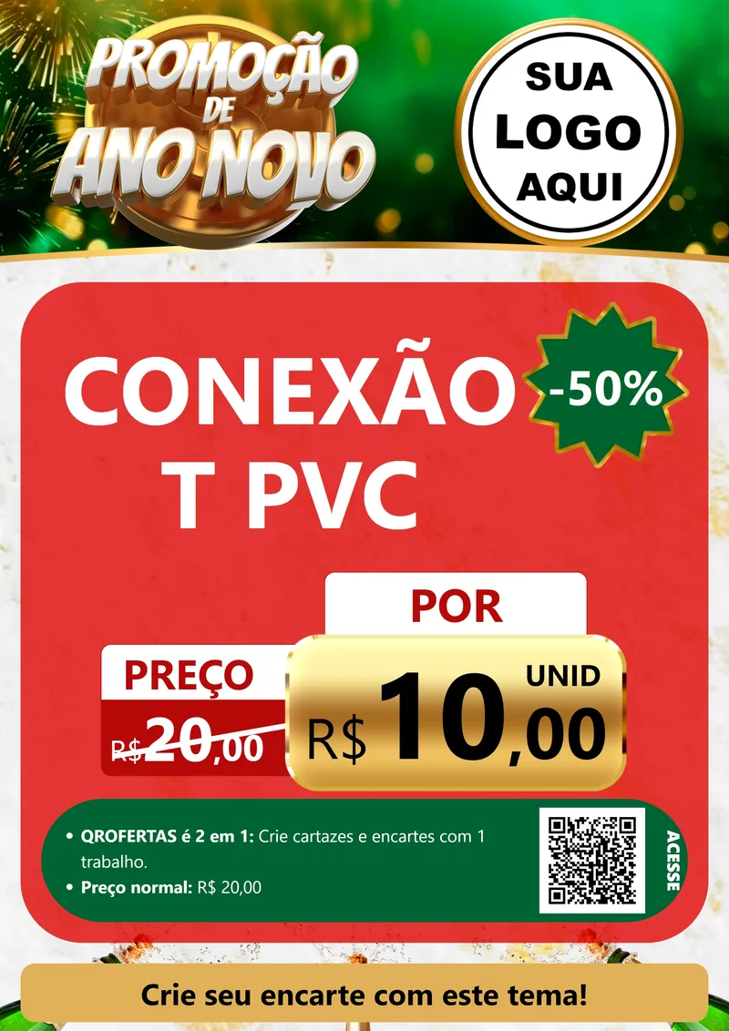 Modelo de Cartaz para Cartaz A4 Vertical com o tema Promoção de Ano Novo para Tubos e conexões