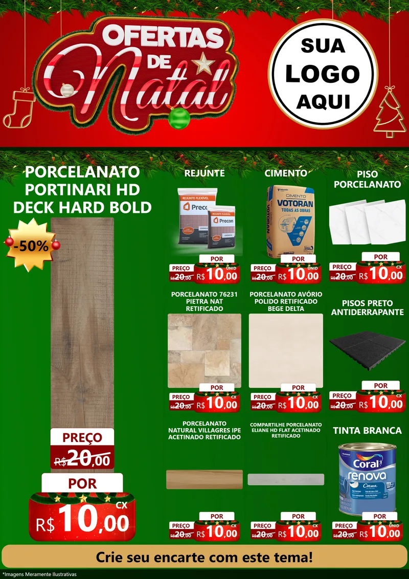 Modelo de Encarte para Encarte A4 Vertical com o tema Ofertas de Natal para Pisos e revestimentos