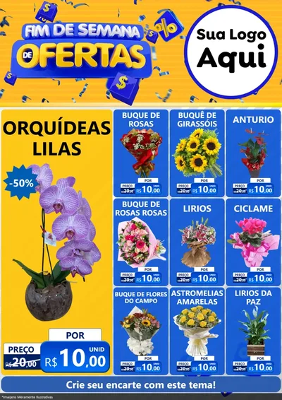 Modelo de Encarte para Encarte A4 Vertical com o tema Fim de Semana de Ofertas para Floricultura e jardim