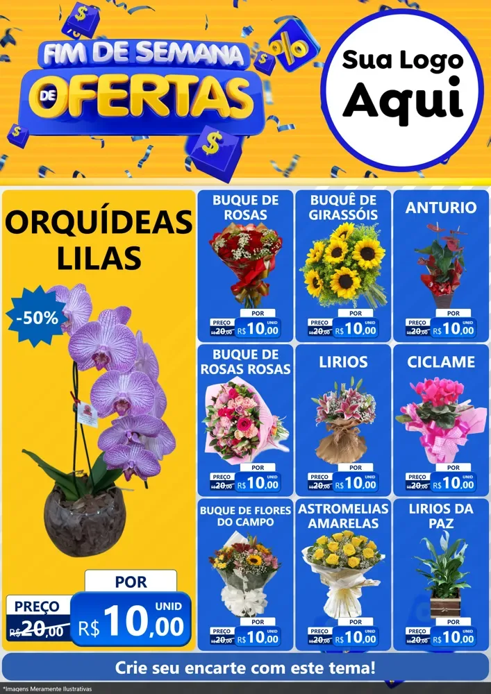 Modelo de Encarte para Encarte A4 Vertical com o tema Fim de Semana de Ofertas para Floricultura e jardim