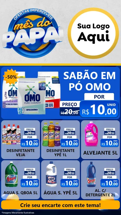 Modelo de Rede Social para Stories com o tema Ofertas Imperdíveis Mês Do Papai para Produtos de Limpeza