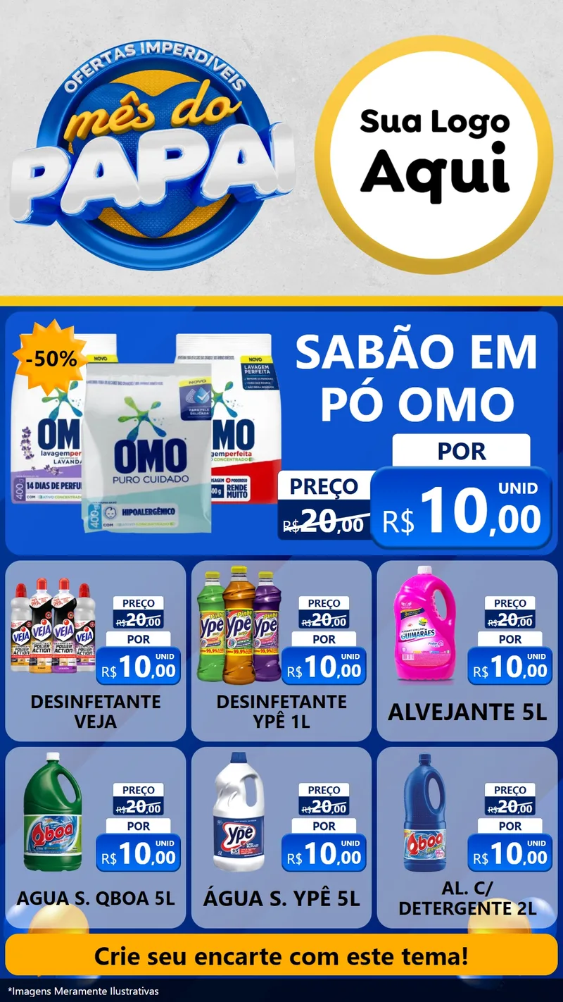Modelo de Rede Social para Stories com o tema Ofertas Imperdíveis Mês Do Papai para Produtos de Limpeza