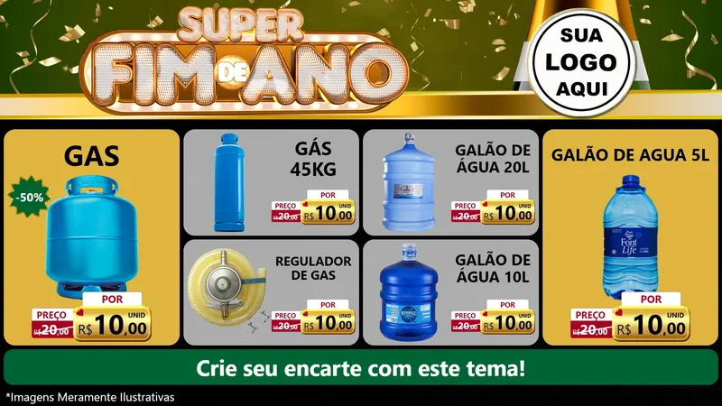 Modelo de TV para TV Horizontal com o tema Super Fim de Ano para Água e gás