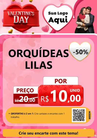 Modelo de Cartaz para Cartaz A4 Vertical com o tema Valentine's Day para Floricultura e jardim