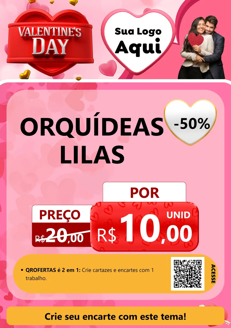 Modelo de Cartaz para Cartaz A4 Vertical com o tema Valentine's Day para Floricultura e jardim