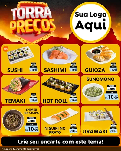 Modelo de Rede Social para Feed Instagram com o tema Torra Preços para Comida japonesa