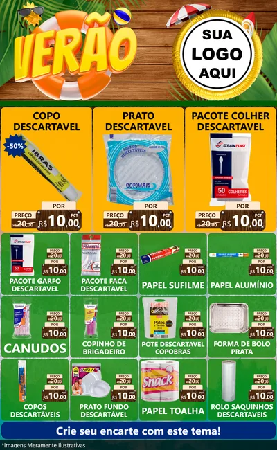 Modelo de Encarte para Encarte Grande com o tema Verão para Embalagens