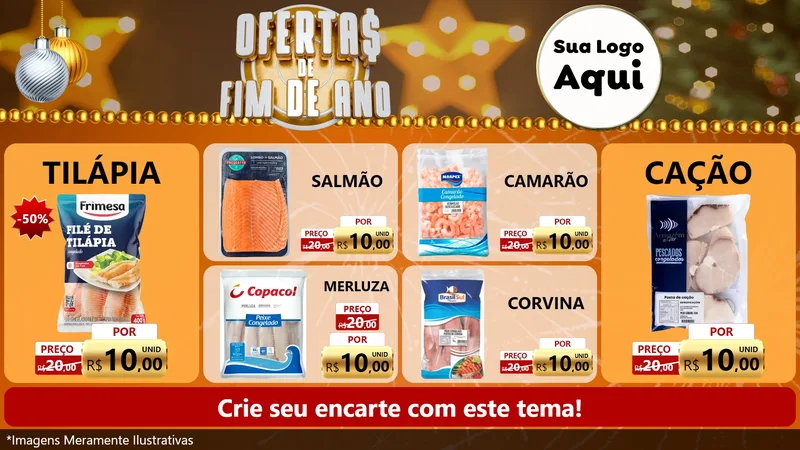 Modelo de TV para TV Horizontal com o tema Ofertas de Fim de Ano para Peixaria