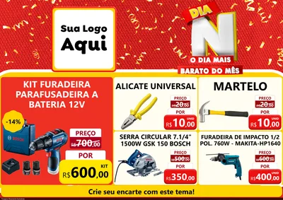 Modelo de Encarte para Encarte A4 Horizontal com o tema Dia N o Dia Mais Barato do Mês para Maquinas e Ferramentas