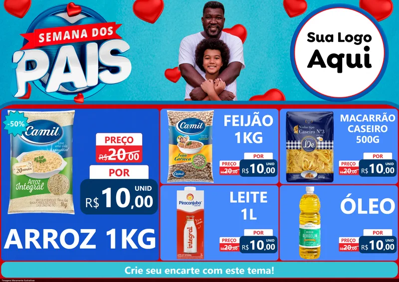 Modelo de Encarte para Encarte A4 Horizontal com o tema Semana Dos Pais para Supermercado