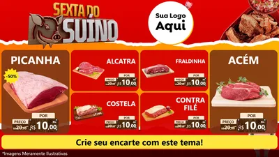 Modelo de TV para TV Horizontal com o tema Sexta do Suíno para Açougue