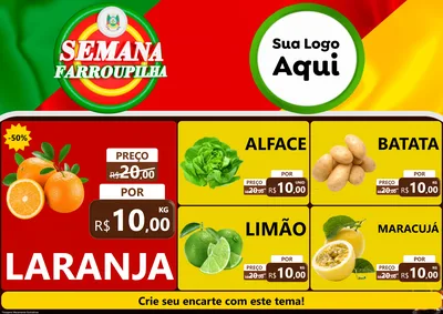 Modelo de Encarte para Encarte A4 Horizontal com o tema Semana Farroupilha para Hortifrúti