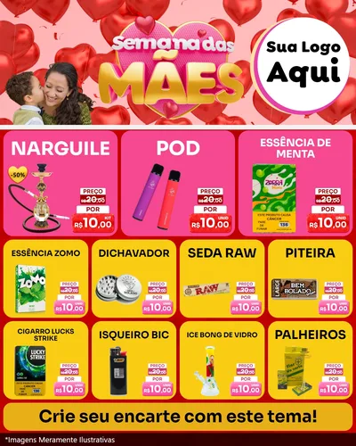 Modelo de Rede Social para Feed Instagram com o tema Semana Das Mães para Tabacaria