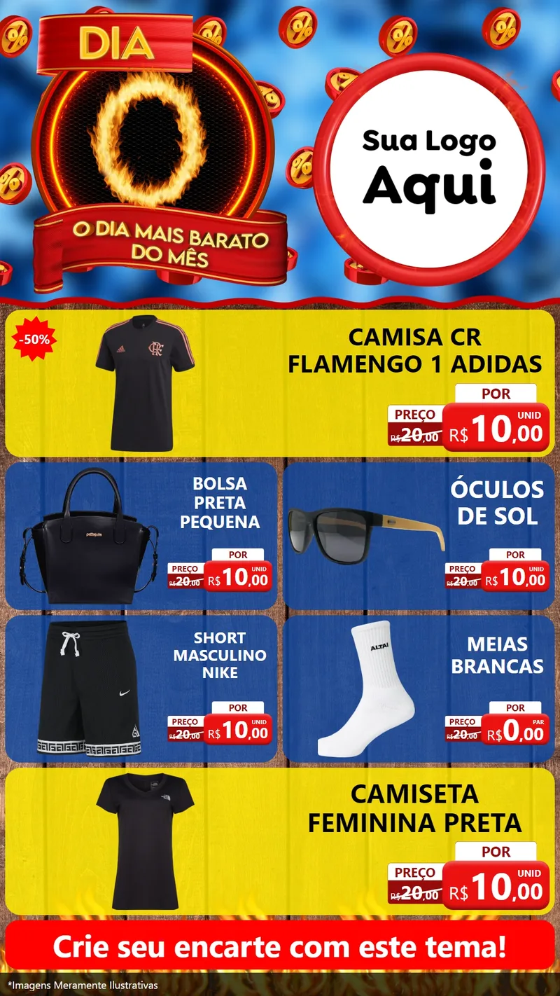 Modelo de TV para TV Vertical com o tema Dia O - O Dia Mais Barato Do Mês para Roupas e acessórios
