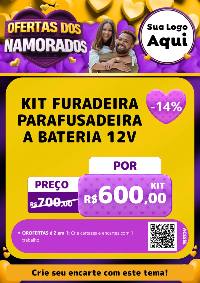 Modelo de Cartaz para Cartaz A4 Vertical com o tema Oferta Dos Namorados para Maquinas e Ferramentas