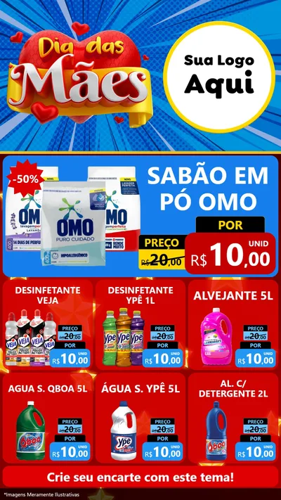 Modelo de Rede Social para Stories com o tema Dia das Mães para Produtos de Limpeza
