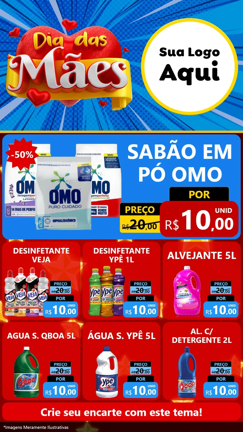 Modelo de Rede Social para Stories com o tema Dia das Mães para Produtos de Limpeza