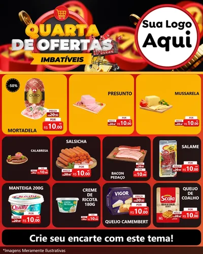 Modelo de Rede Social para Feed Instagram com o tema Quarta de Ofertas Imbatíveis para Frios e Laticínios