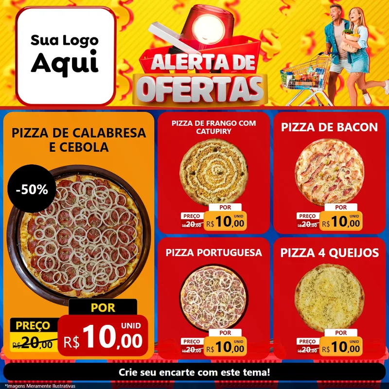Modelo de Rede Social para Feed Facebook com o tema Alerta de Ofertas para Pizzaria