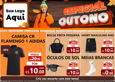 Modelo de Encarte para Encarte A4 Horizontal com o tema Especial Outono para Roupas e acessórios
