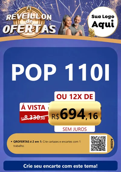 Modelo de Cartaz para Cartaz A4 Vertical com o tema Réveillon de Ofertas para Concessionaria de Motos