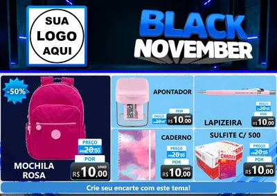 Modelo de Encarte para Encarte A4 Horizontal com o tema Black November para Papelaria