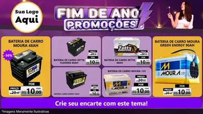 Modelo de TV para TV Horizontal com o tema Fim de Ano Promoções para Baterias Elétricas