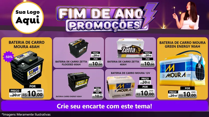 Modelo de TV para TV Horizontal com o tema Fim de Ano Promoções para Baterias Elétricas
