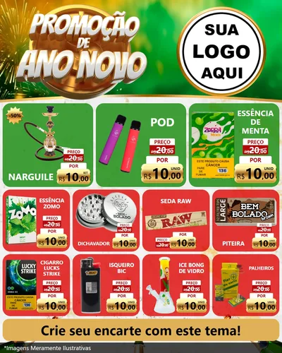 Modelo de Rede Social para Feed Instagram com o tema Promoção de Ano Novo para Tabacaria