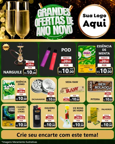Modelo de Rede Social para Feed Instagram com o tema Grandes Ofertas de Ano Novo para Tabacaria