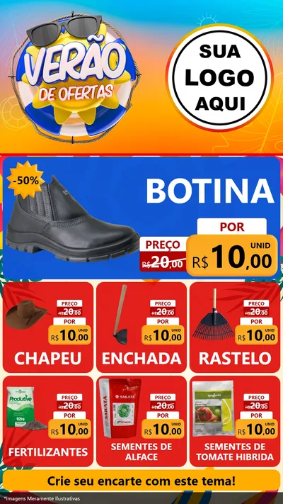 Modelo de Rede Social para Stories com o tema Verão de Ofertas para Agropecuária