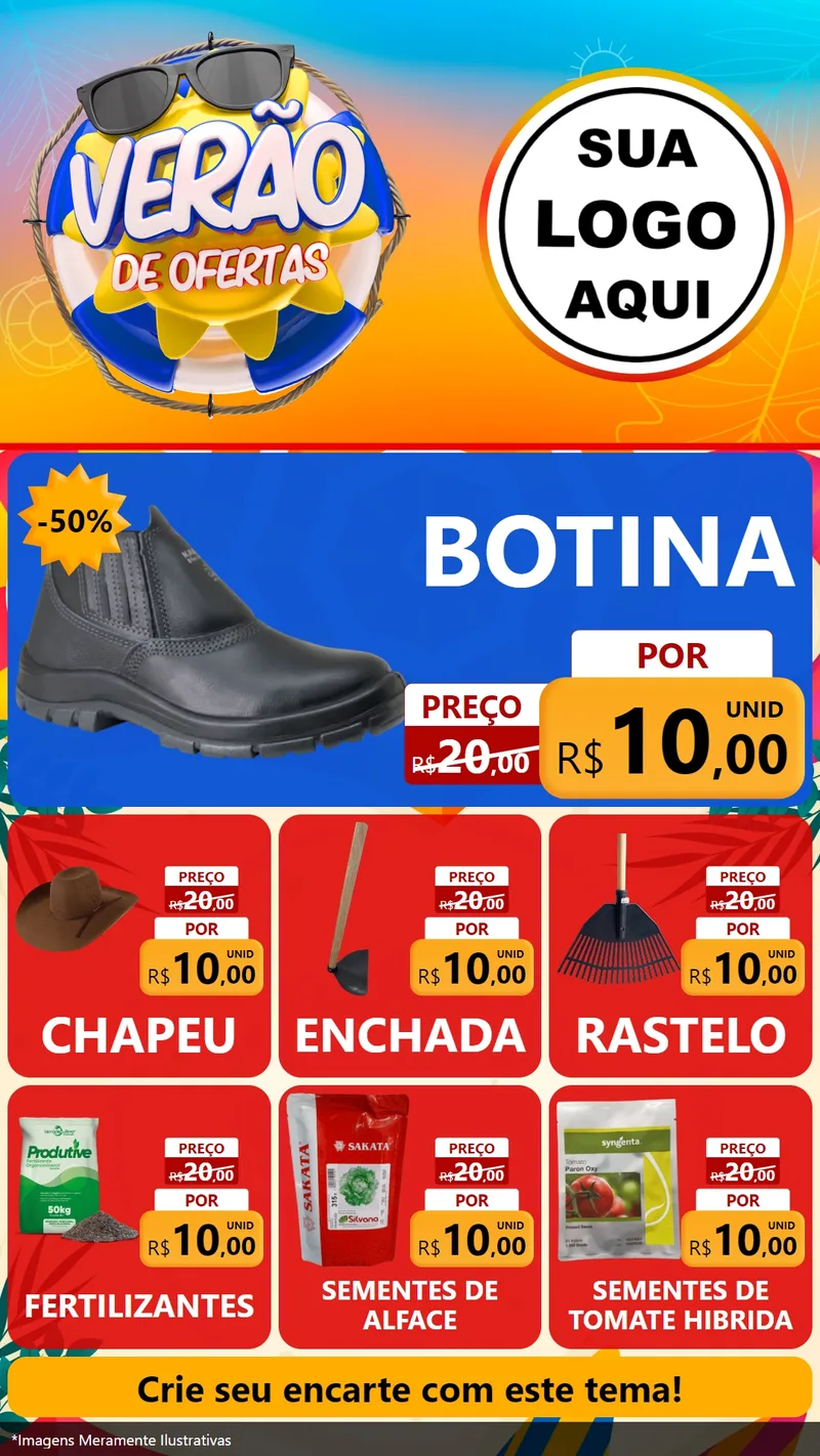 Modelo de Rede Social para Stories com o tema Verão de Ofertas para Agropecuária
